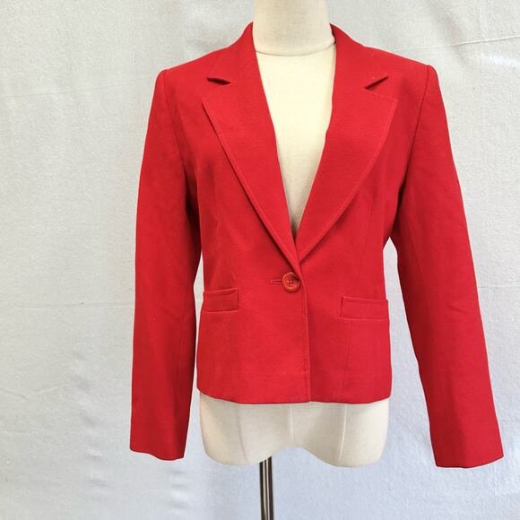 Vintage Pendleton Red 100% Virgin Wool Blazer Size 8P Petite One Button Lined - Picture 1 of 13